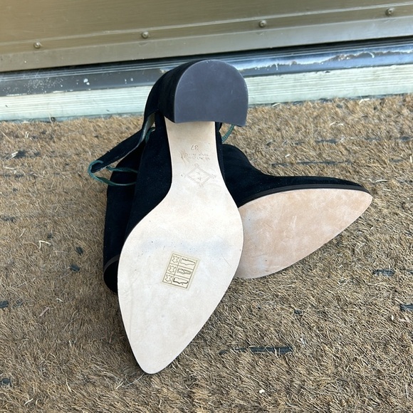 KK Dodds Suede Closed Toe Black Bohemian Heels Sz EU 37 Handmade in Italy - Picture 8 of 9